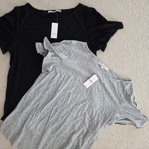 LOFT Black and Gray Short Sleeve Tees